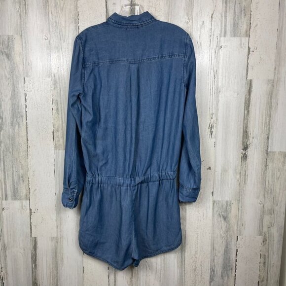 Splendid chambray romper blue size S long sleeve athleisure vacation travel soft - Picture 8 of 8